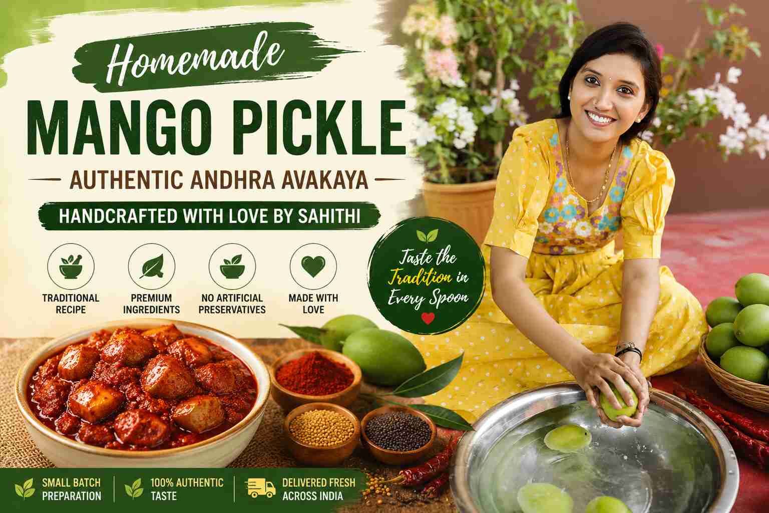 Homemade Mango Pickle Online – Authentic Andhra Avakaya by Yaamisri Pickles ⭐