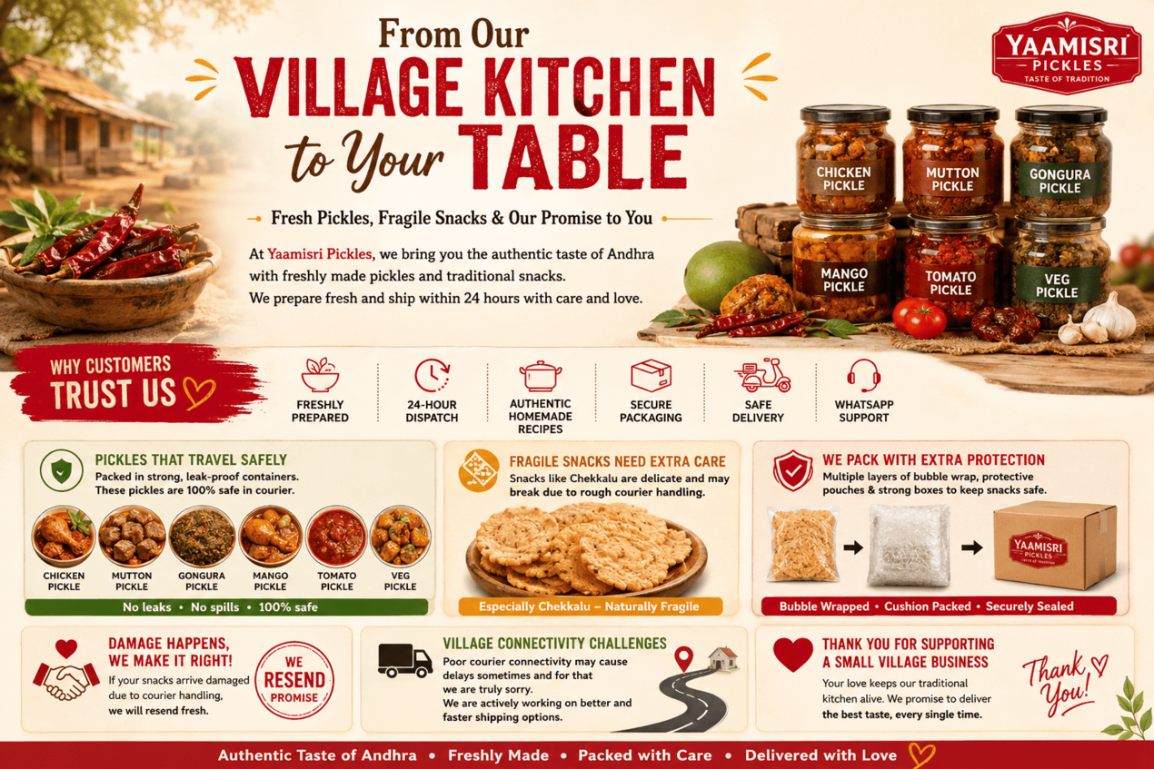 From Our Village Kitchen to Your Table: Fresh Pickles, Fragile Snacks & Our Promise To You